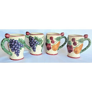 Napa Valley by Noble Excellence Mugs Cups Set of 4 3D Fruit
